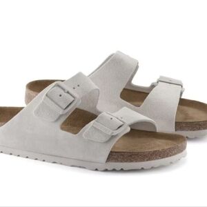 Birkenstock Arizona Suede Leather Softbed Antique White Sandles